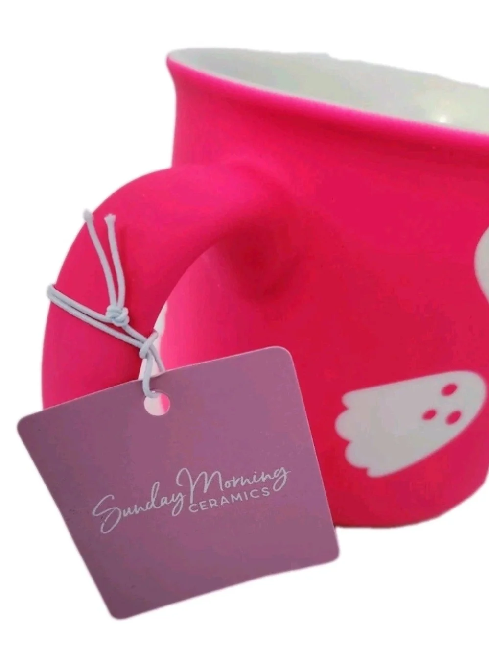 Pink Halloween Ghost Ceramic Mug - Cute Spooky Design